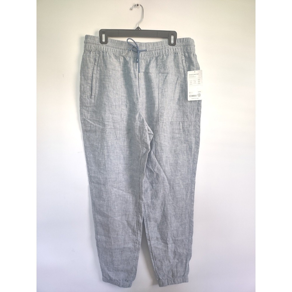 New Athleta 100% Linen Joggers Pants 16 Chambray Blue Travel NWT Vacation Cruise - Picture 5 of 13